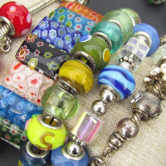 Charm Bracelet Lot of 8 Glass Beads Pandora Brighton - Picture 3 of 7
